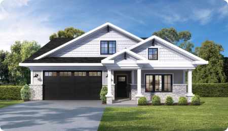 Luxury villa exterior front elevation at The Villas at Kettlestone